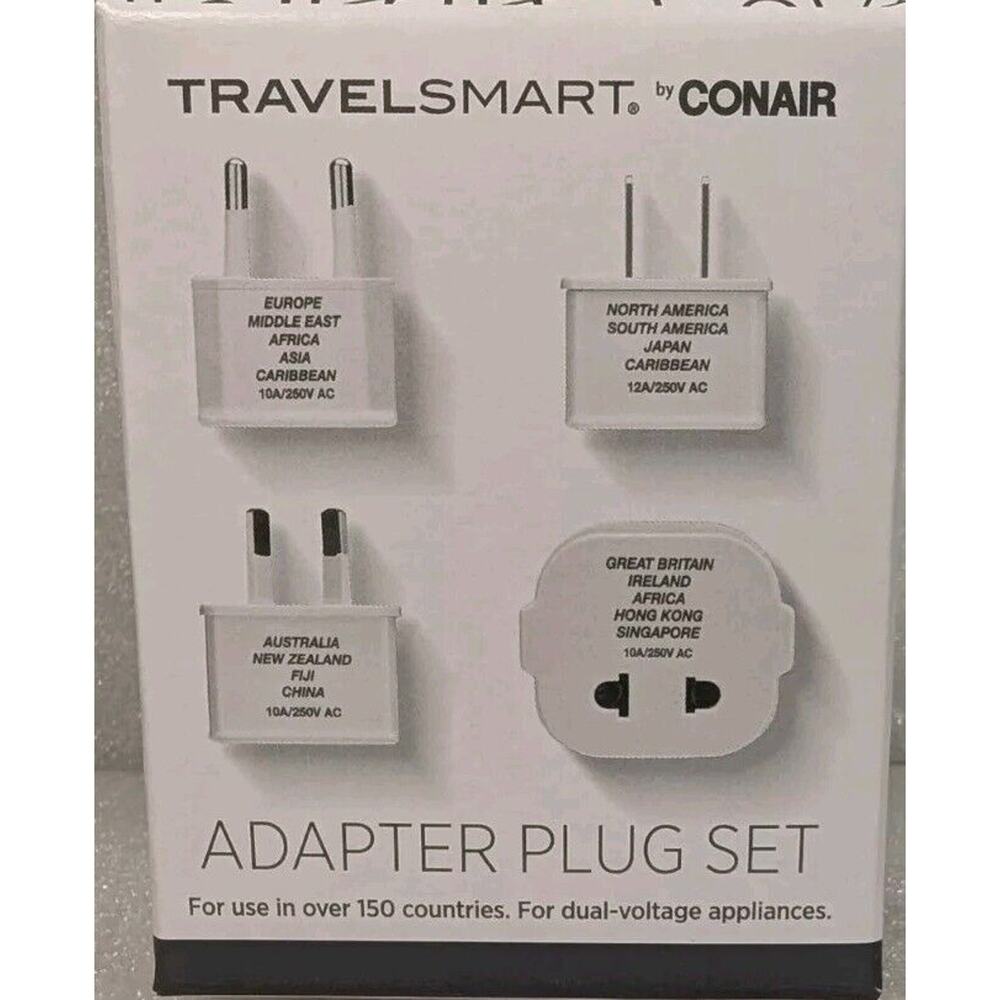 Conair TRAVEL SMART Adapter Plug Set of 4 Brand New